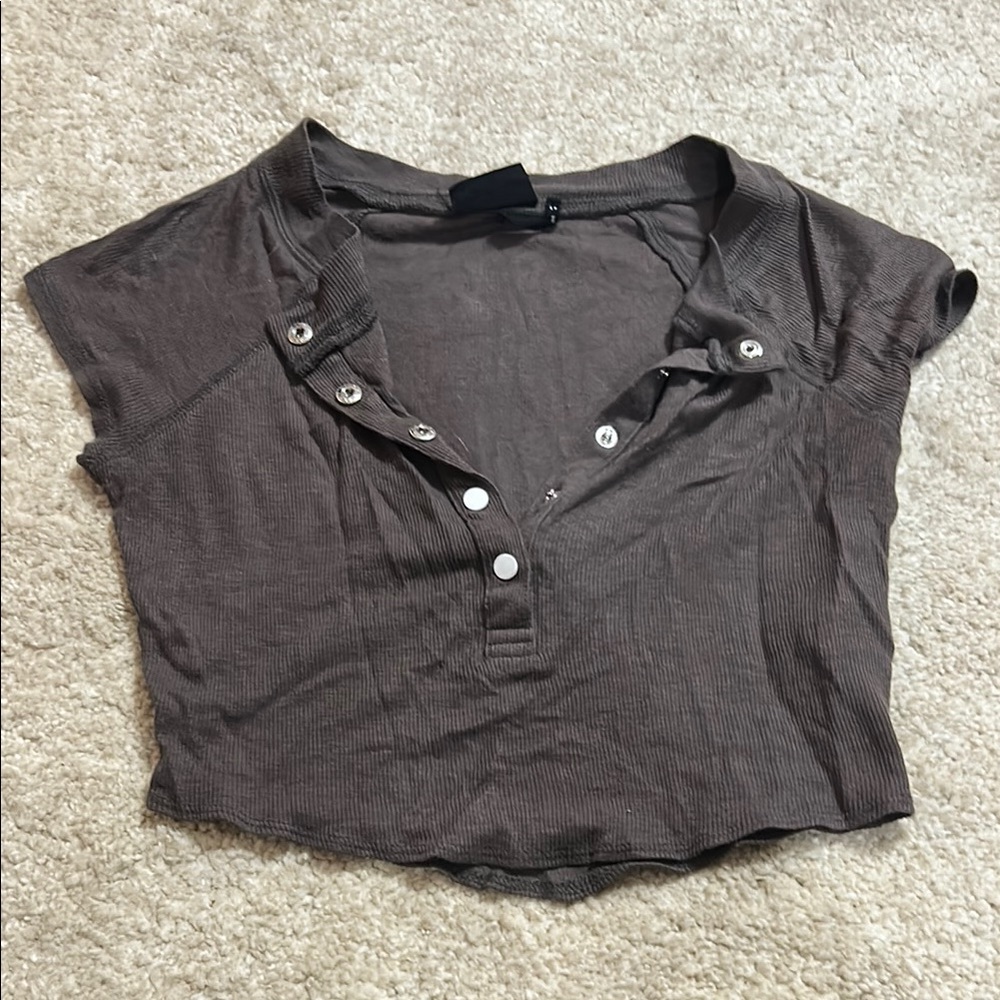 Out from Under cropped henley tee